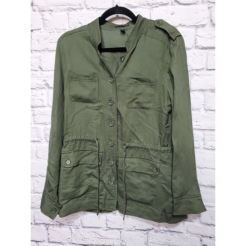 Willi Smith Olive Green Utility Jacket Womens 6 Drawstring Waist Military Field
